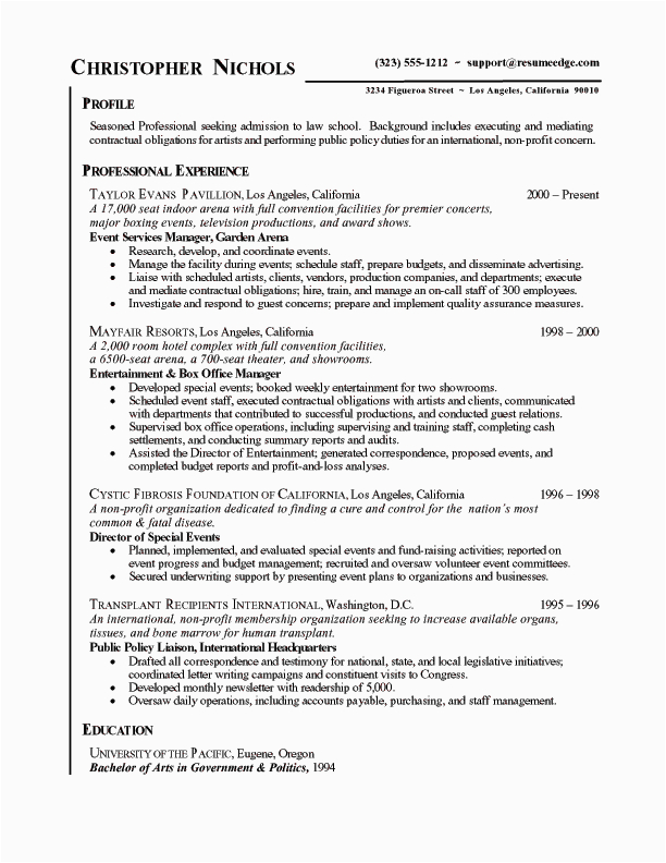 Sample Law School Resume for Admissions Law School Admissions Resume Example Sample Legal