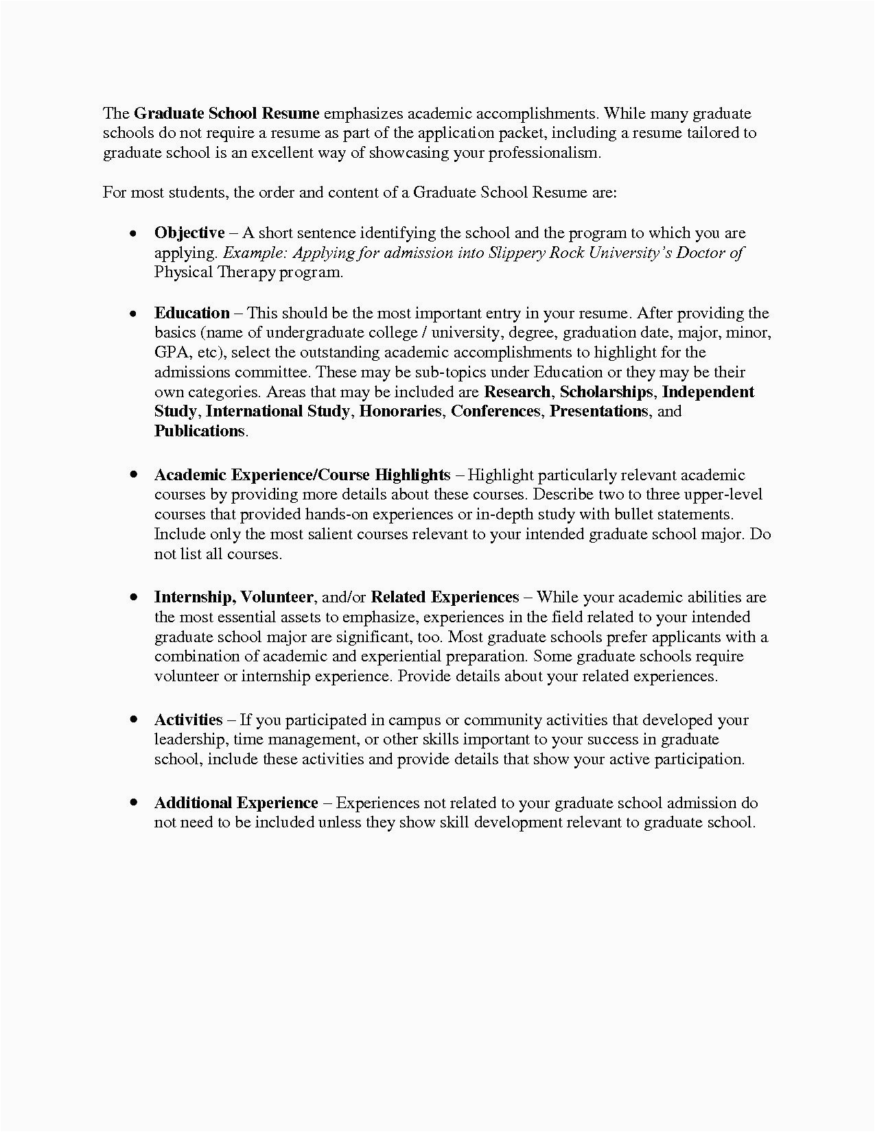 Sample Objective for Graduate School Resume Graduate School Resume Objective Statement Examples