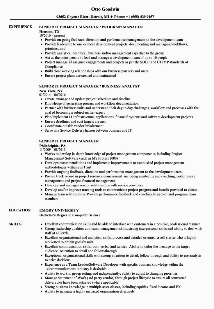 Sample Resume Civil Engineer Project Manager 25 Project Manager Resume Sample Doc In 2020