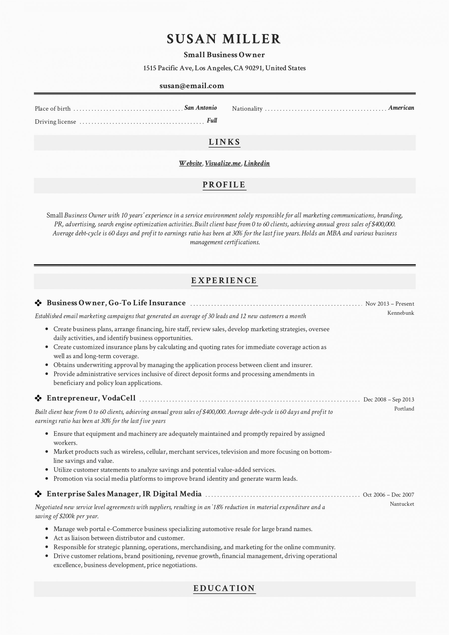 Sample Resume Cleaning Company Owner Manager Small Cleaning Business Owner Resume