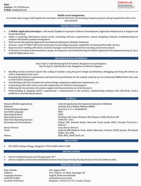 Sample Resume for 4 Years Experience 4 Years Experience Resume format