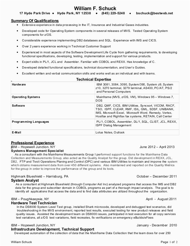 Sample Resume for 5 Years Experience In Mainframe Sample Resume for 2 Years Experience In Mainframe