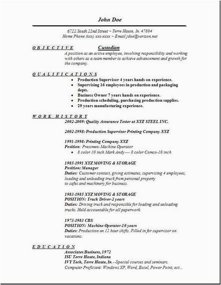 Sample Resume for A Custodian Position Custodian Resume Examples Samples Free Edit with Word