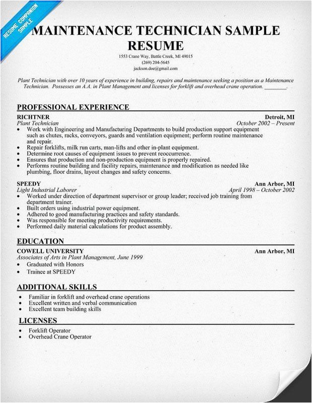 Sample Resume for Apartment Maintenance Technician 20 Apartment Maintenance Technician Resume In 2020