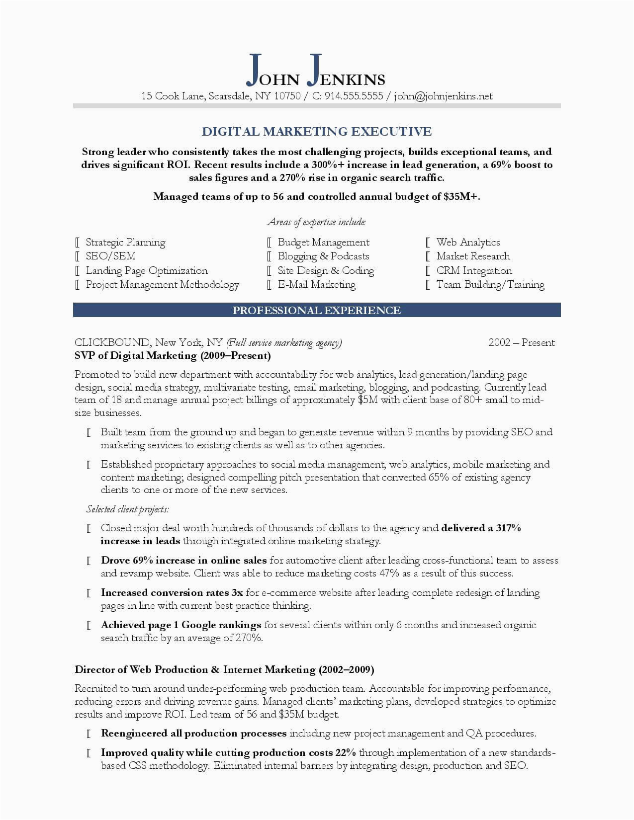Sample Resume for Digital Marketing Executive 10 Marketing Resume Samples Hiring Managers Will Notice