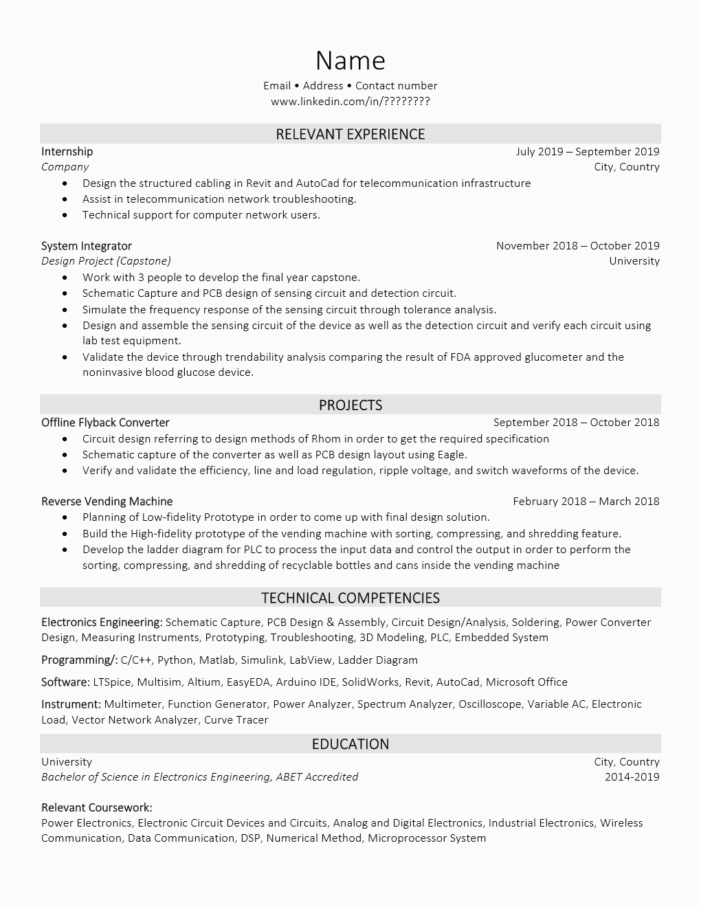 Sample Resume for Ece Fresh Graduate Resume Critique Fresh Graduate From Other Country New
