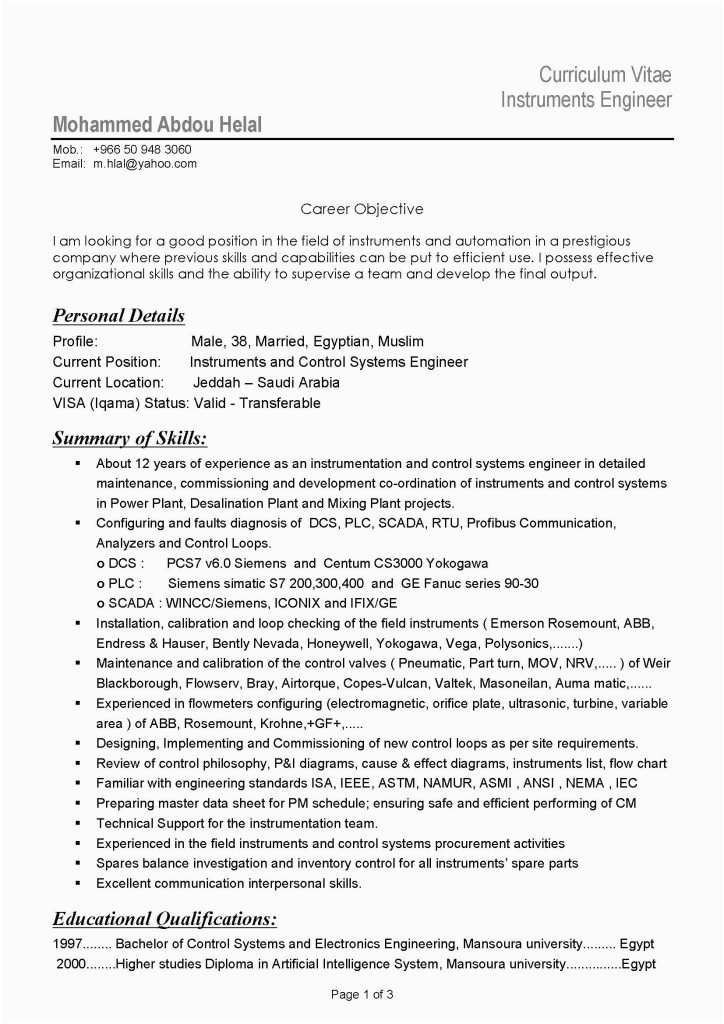 Sample Resume for Electronics and Communication Engineer Experienced Pdf Experience Electronics Engineer Resume Pdf format