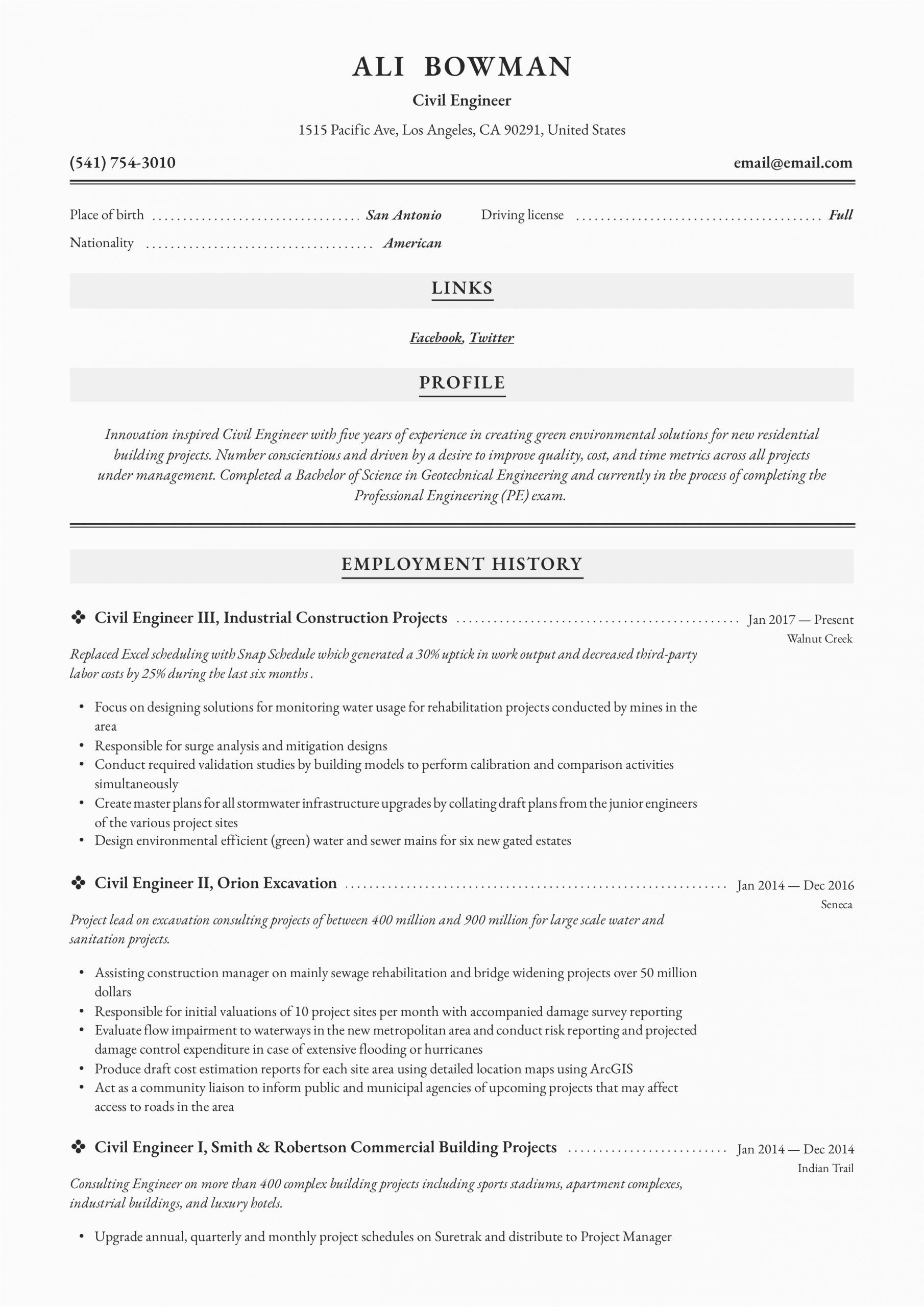 Sample Resume for Experienced Civil Engineer In India Civil Engineer Resume & Writing Guide