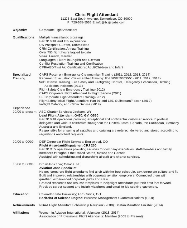Sample Resume for Flight attendant without Experience √ 20 Flight attendant Resume Objective No Experience