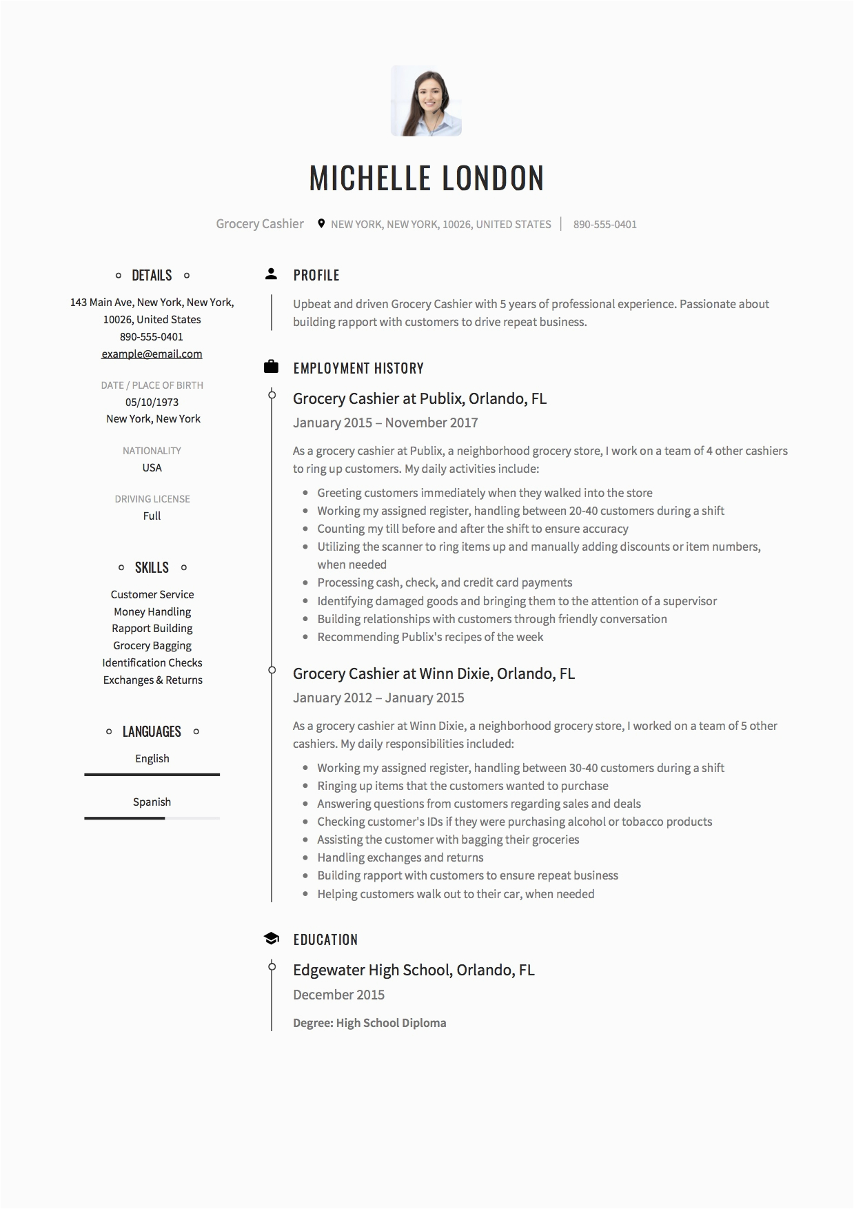 Sample Resume for Grocery Store Cashier 12 Grocery Cashier Resume Sample S 2018 Free Downloads