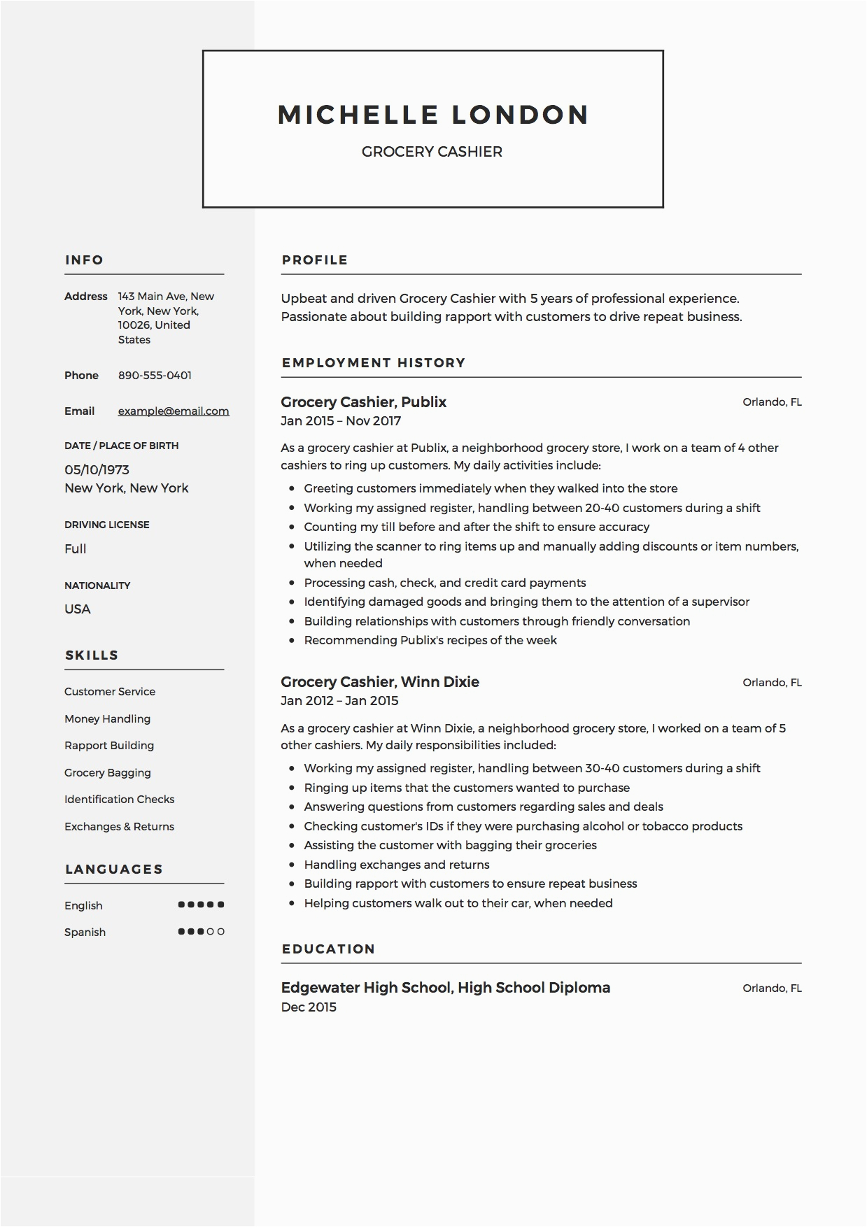 Sample Resume for Grocery Store Cashier Grocery Cashier Resume Guide 12 Example Pdf S