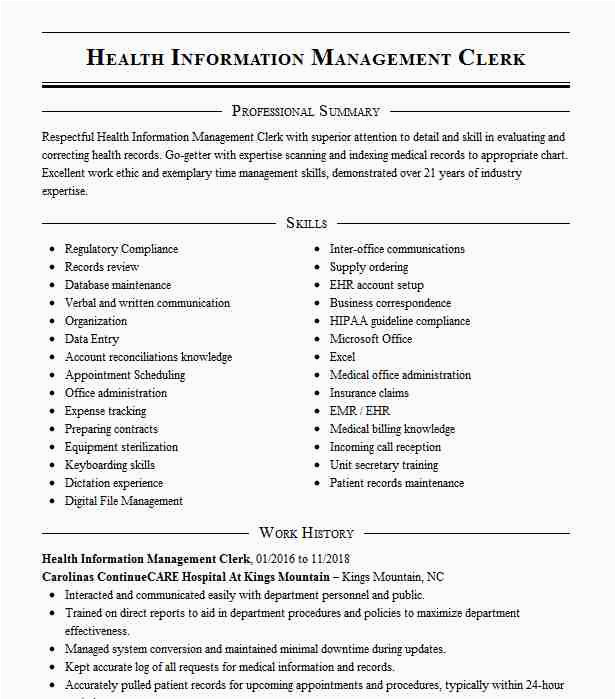 Sample Resume for Health Information Management Health Information Management Resume Example Advocate