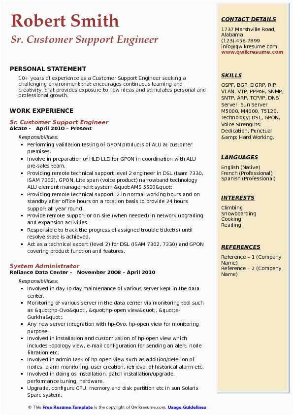 Sample Resume for L2 Support Engineer L2 Support Engineer Resume