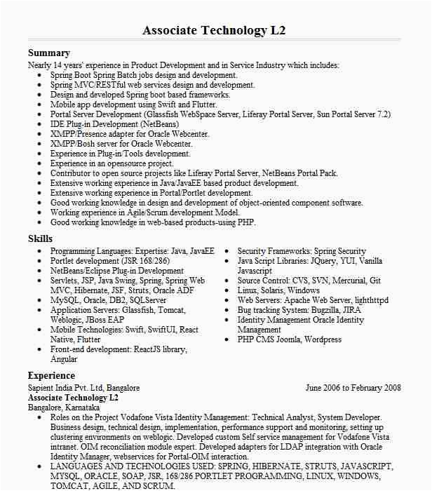 Sample Resume for L2 Support Engineer Technology Lead L2 Server Infra Support Engineer Resume