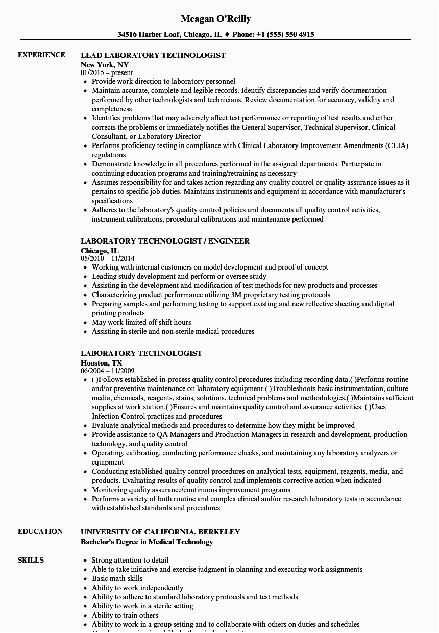 Sample Resume for Lab Technician Entry Level Entry Level Lab Technician Resume Inspired by Blog