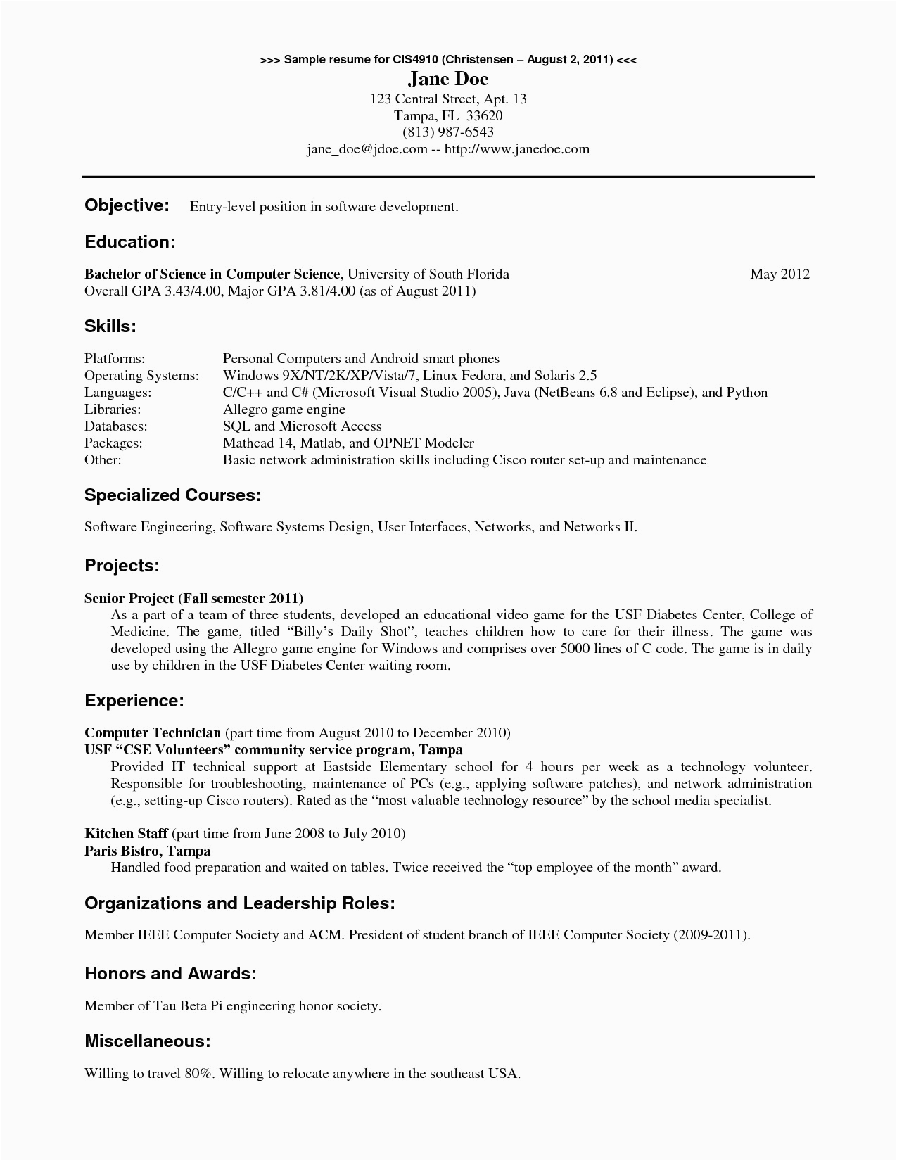 Sample Resume for Lecturer In Computer Science Resume Samples for Lecturer In Puter Science