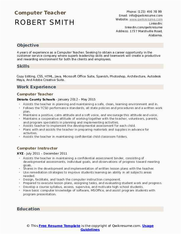 Sample Resume for Lecturer In Computer Science with Experience Resume format for Lecturer Job In Puter Science Best