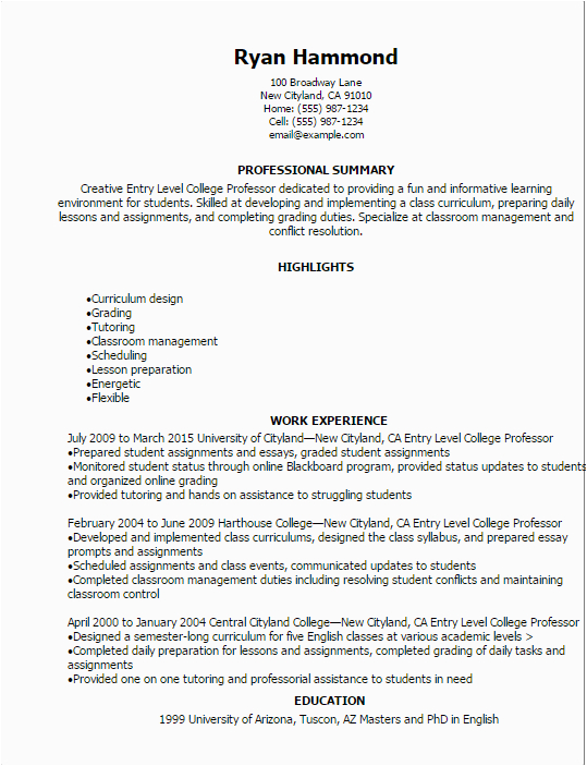 Sample Resume for Lecturer Position In University Sample Curriculum Vitae University Lecturer Lecturer Cv