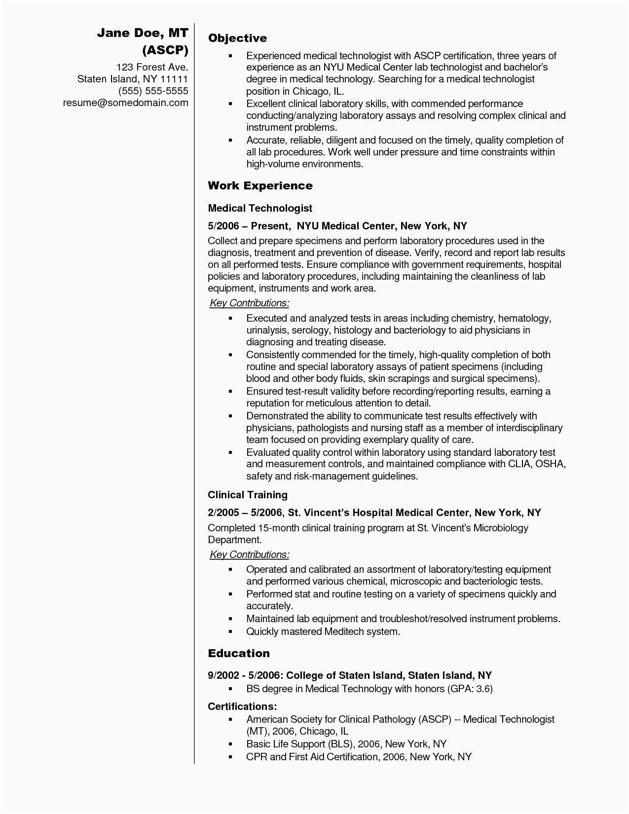 Sample Resume for Medical Technologist In the Philippines Sample Resume Medical Technologist Philippines 2