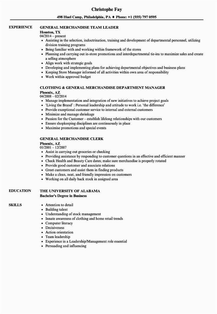 Sample Resume for Merchandiser Job Description √ 20 Merchandiser Job Description Resume In 2020