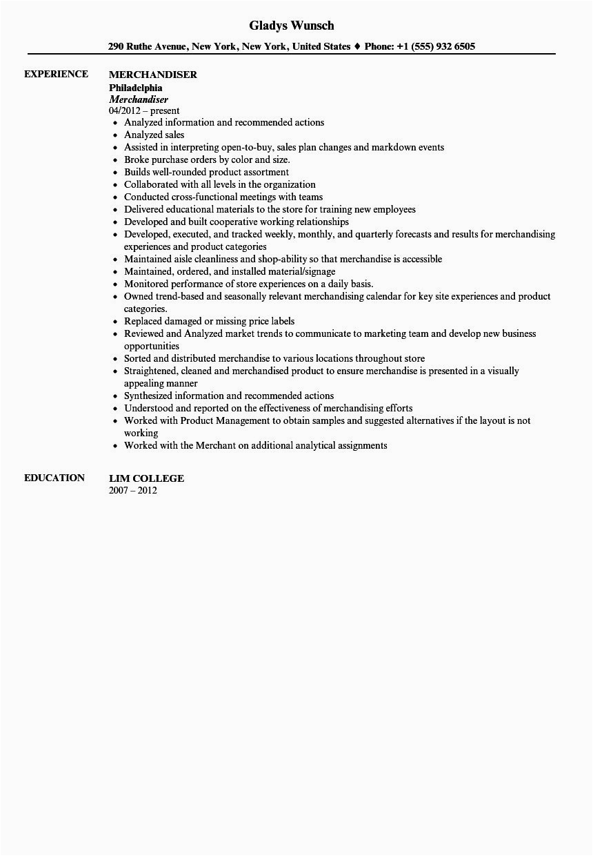 Sample Resume for Merchandiser Job Description Merchandiser Job Description Resume Best Merchandiser
