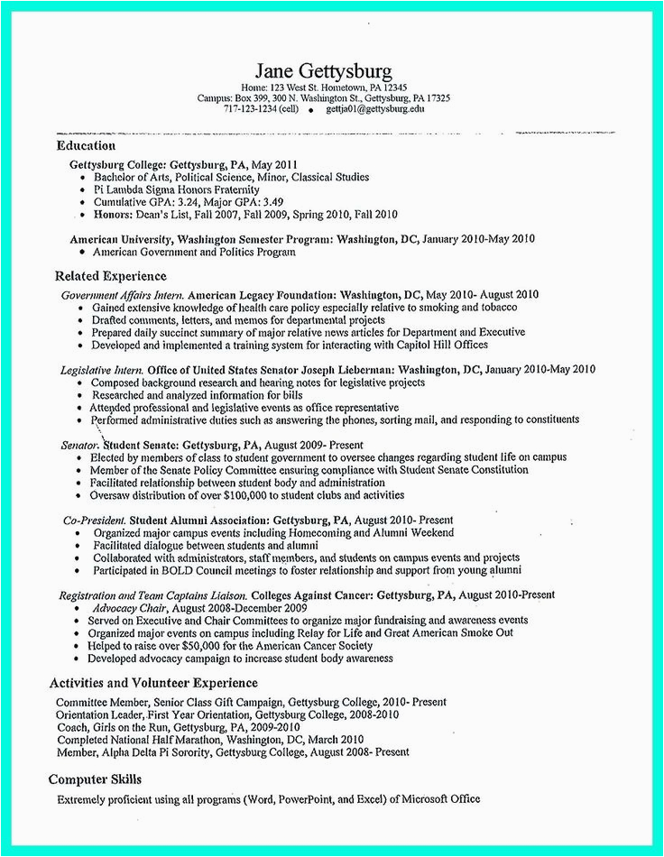 Sample Resume for On Campus Jobs In Usa Awesome Best College Student Resume Example to Get Job