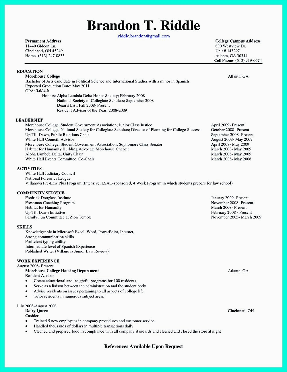 Sample Resume for On Campus Jobs In Usa Pin On Resume Sample Template and format