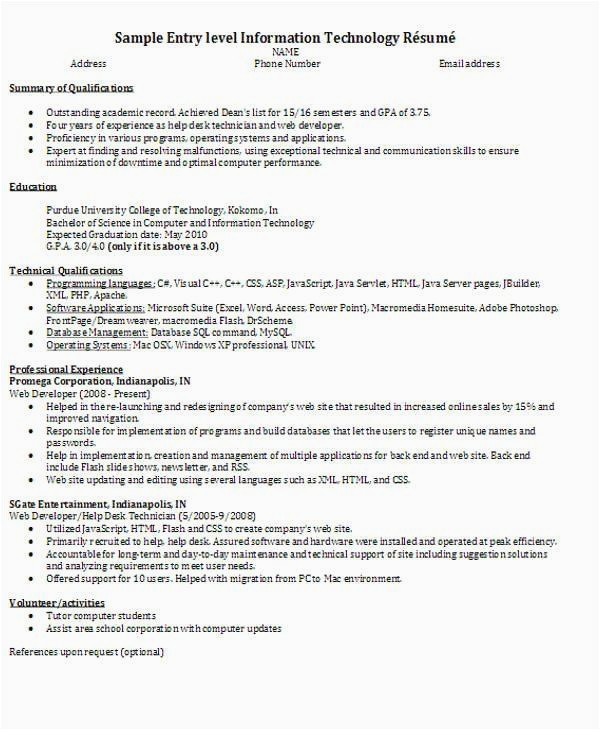 Sample Resume for software Engineer Fresher Pdf Sample Resume for Web Developer Fresher Best Resume Examples