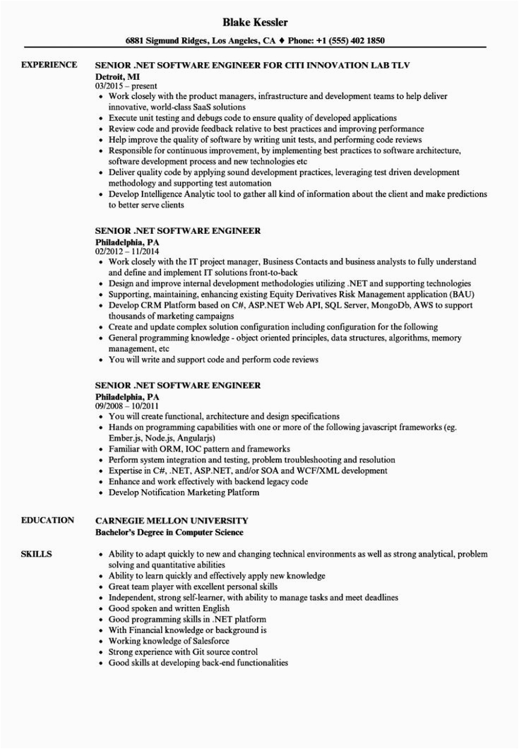Sample Resume for software Engineer Internship 12 software Engineer Resume In 2020