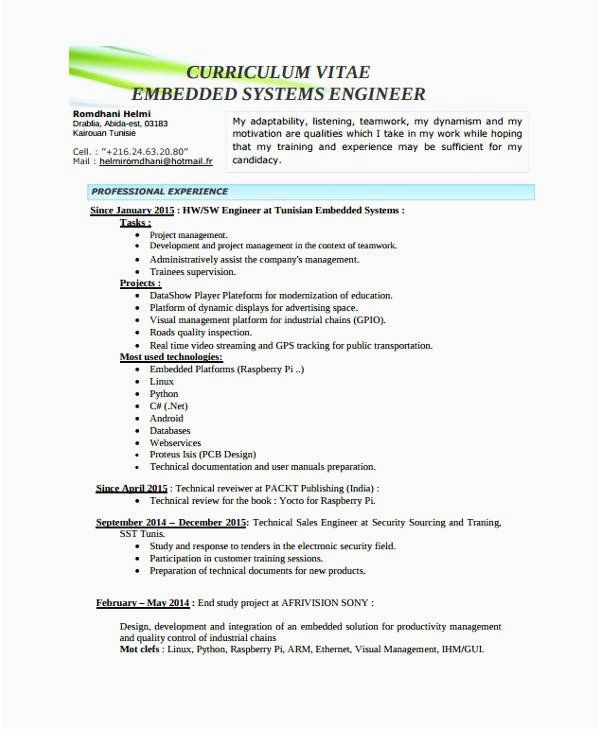 Sample Resume for software Engineer with 2 Years Experience Pdf Embedded Engineer Resume 2 Year Experience Best Resume