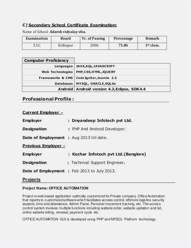 Sample Resume for software Engineer with 2 Years Experience Resume format for 5 Years Experience In Java Resume Samples