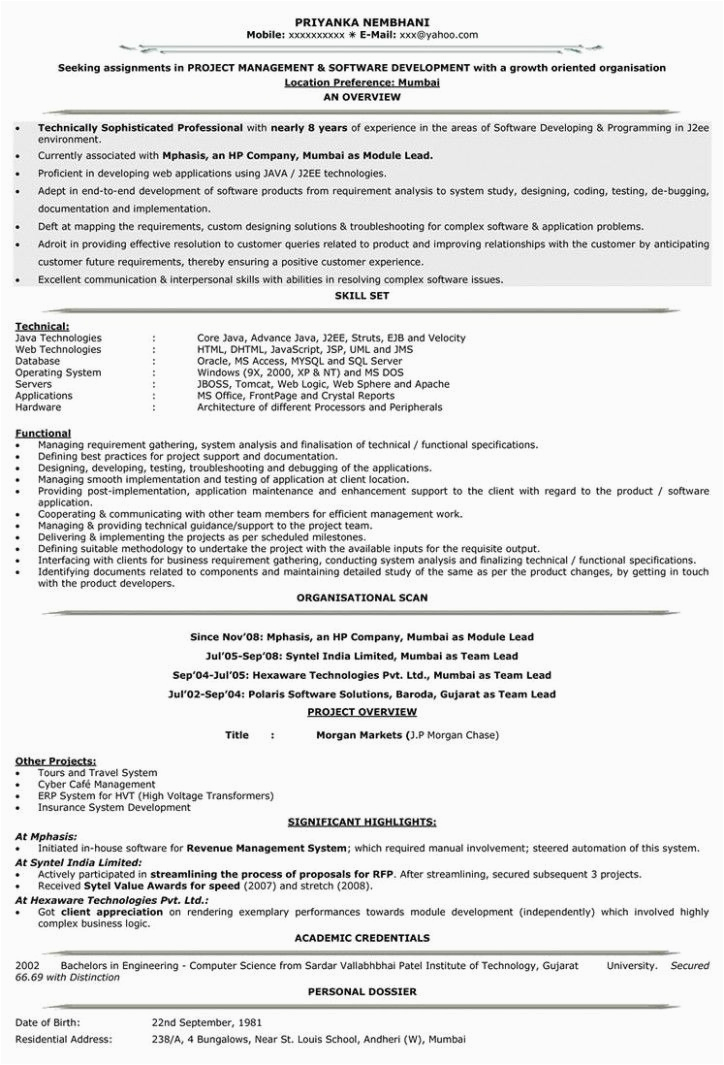 Sample Resume for software Engineer with 5 Years Experience 10 Engineer Resume 5 Years Expertise In 2020