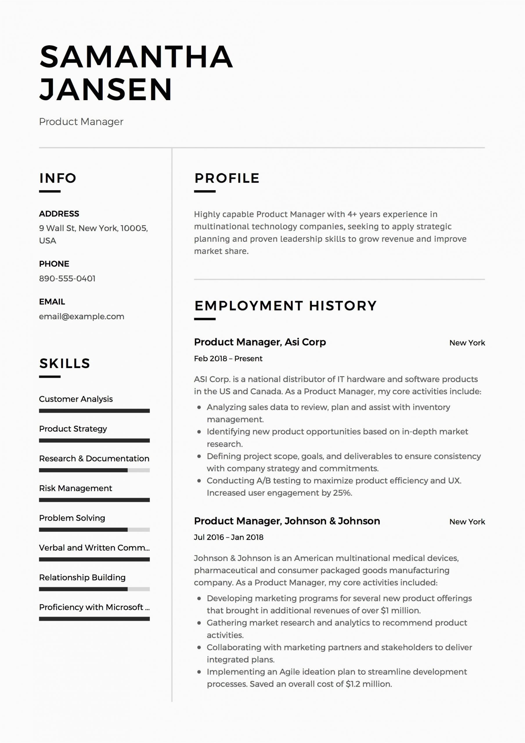 Sample Resume for top Management Position Product Manager Resume Sample Template Example Cv