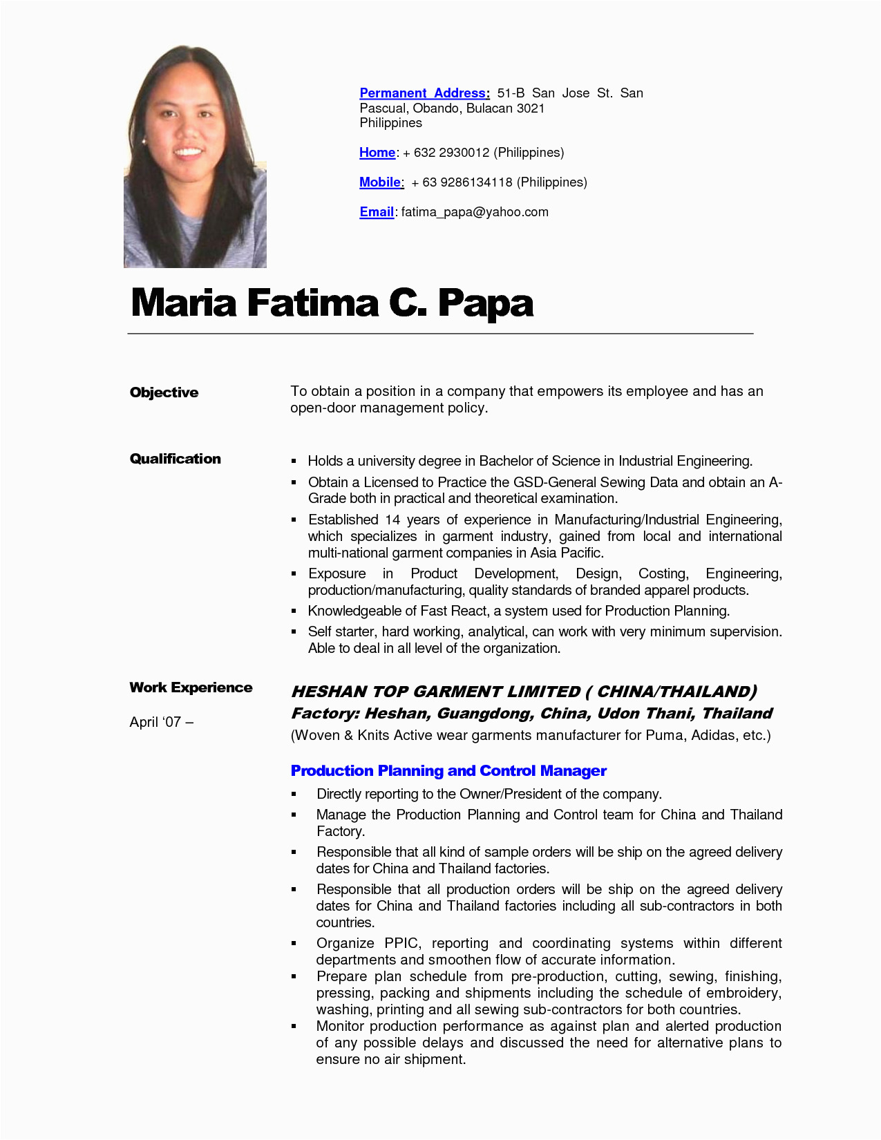 Sample Resume format for Nurses In the Philippines Biodata format Philippines – Salescvfo