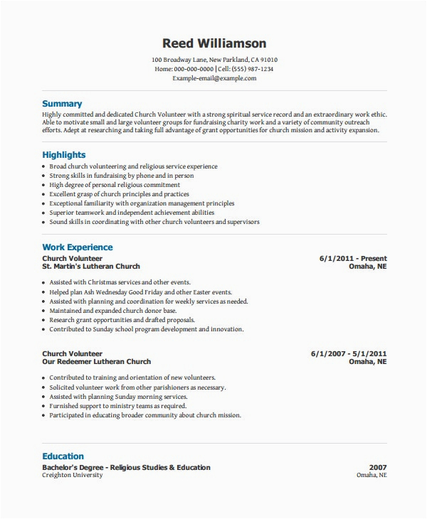 Sample Resume with Volunteer Work Included 10 Volunteer Resume Templates Pdf Doc
