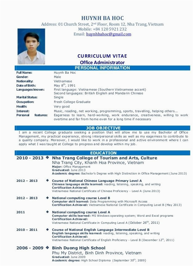 Sample Resume without High School Diploma Just Graduated From High School Resume