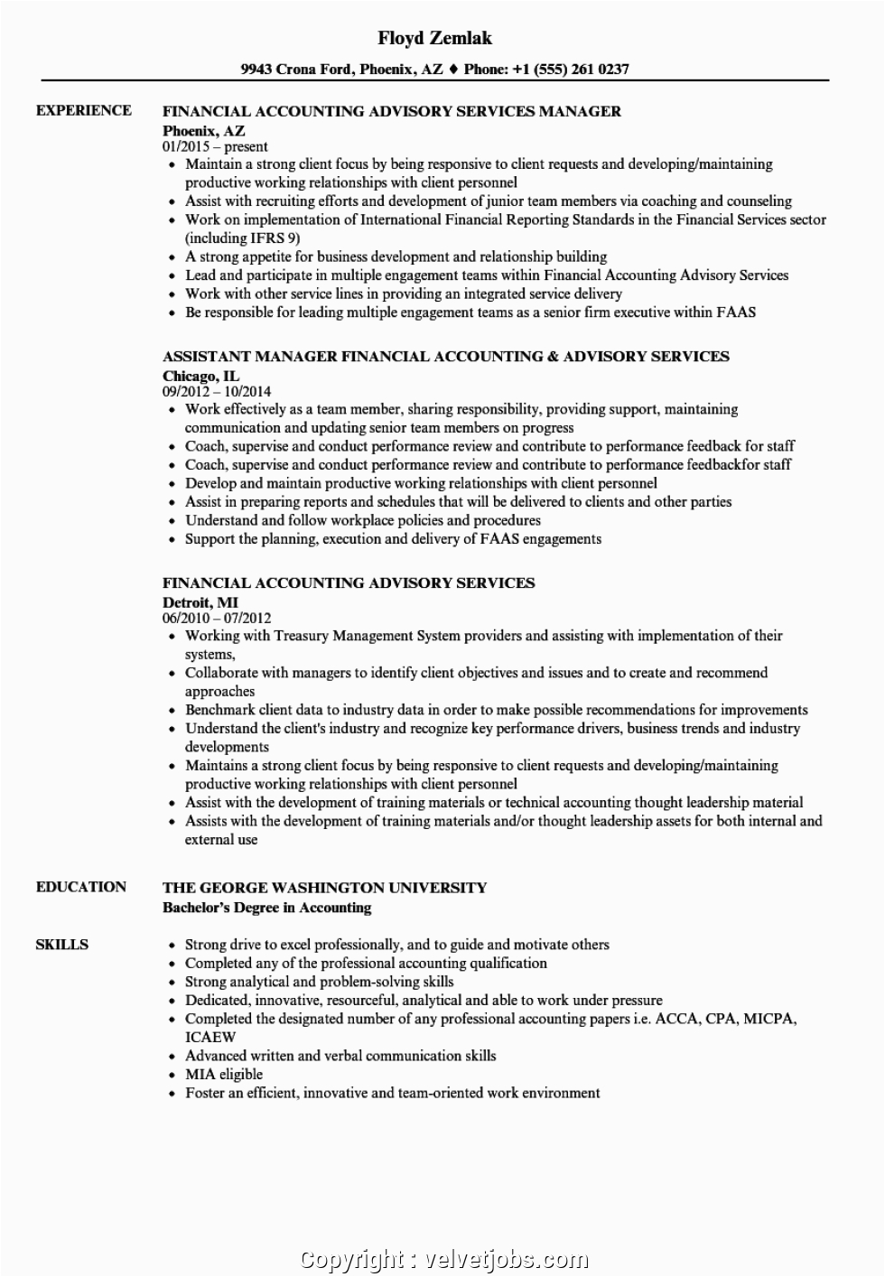 Sample Resumes for Accountants and Financial Professionals Modern Financial Accountant Cv Financial Accounting