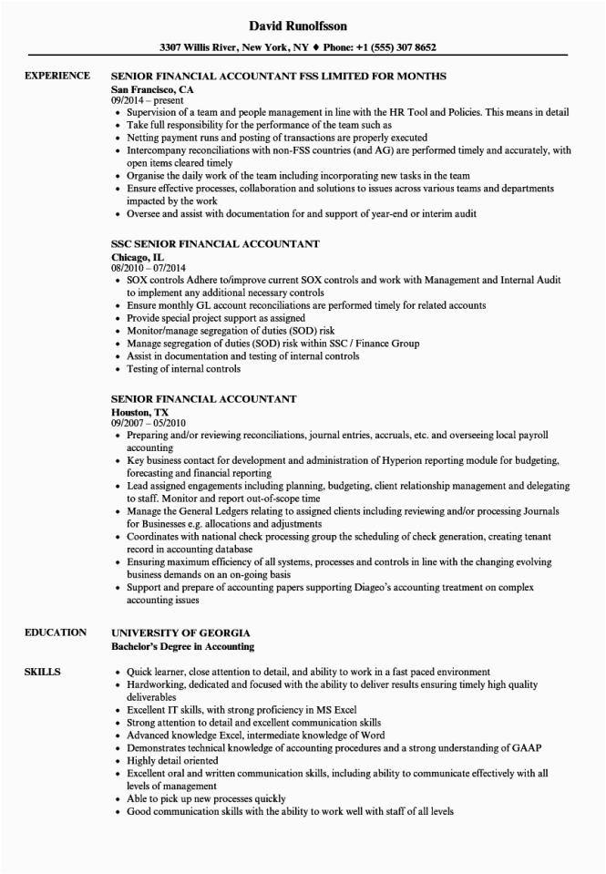 Sample Resumes for Accountants and Financial Professionals Sr Accountant Resume Resume Sample