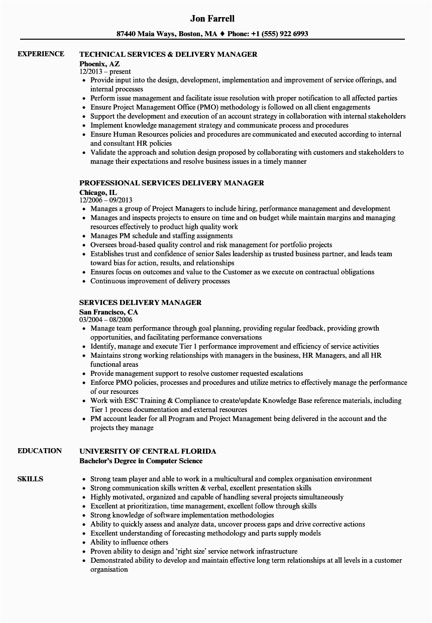 Sample Service Delivery Manager Resume Download Services Delivery Manager Resume Samples