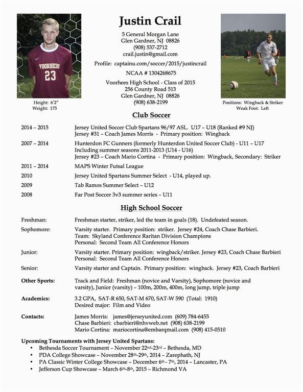Sample soccer Resume for College Coaches 18 Best S Of soccer Player Resume Example Football