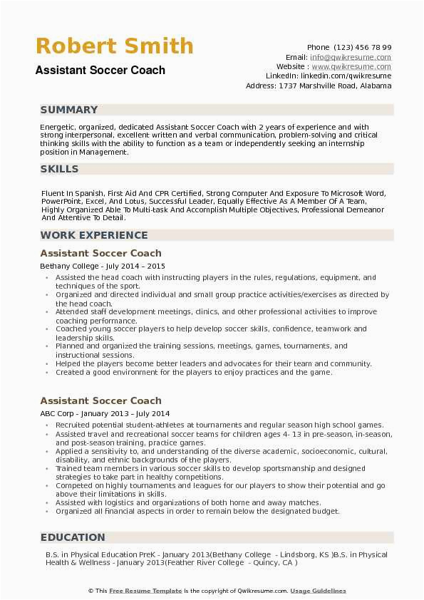 Sample soccer Resume for College Coaches How to Write A soccer Resume for College Plancha