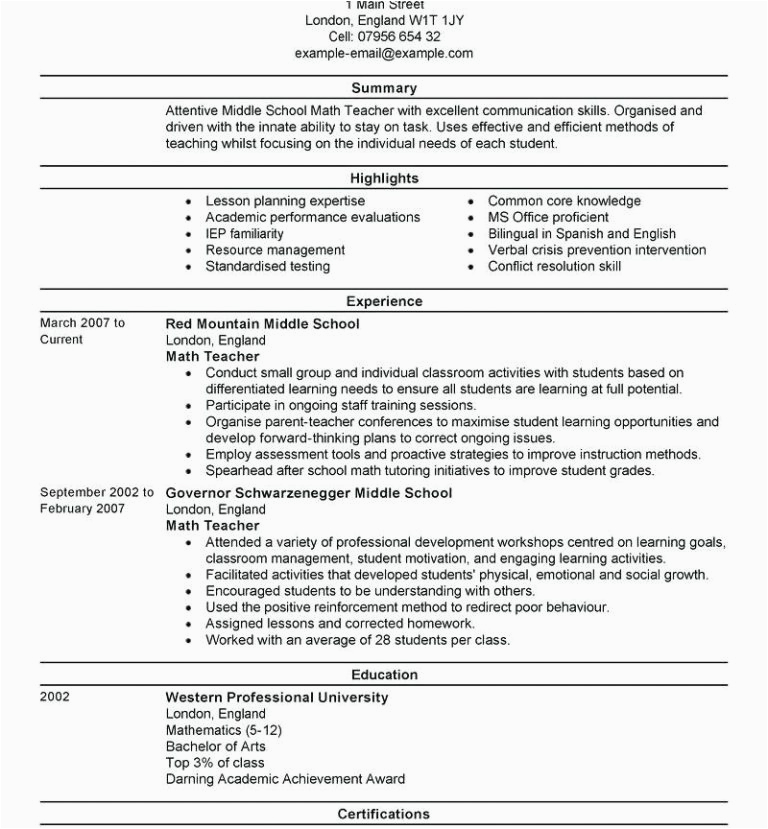 Teacher Resume Samples with No Experience 9 10 Teacher Resume Samples with No Experience