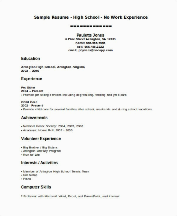 Teenager Resume Sample No Work Experience Resume Template Teenager No Job Experience Five Benefits