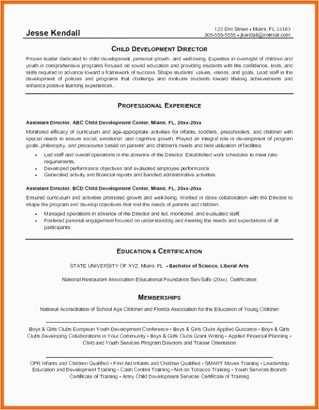 Assistant Director Child Care Resume Sample 8 9 Child Care Worker Resume Samples