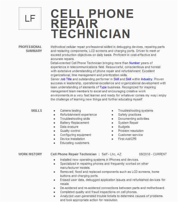 Cell Phone Repair Technician Resume Sample Phone Repair Technician Resume Example Cell Phone Repair