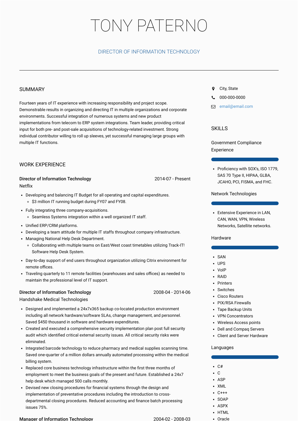 Director Of Information Technology Resume Sample Chief Technology Ficer Resume Samples 1 Resource for