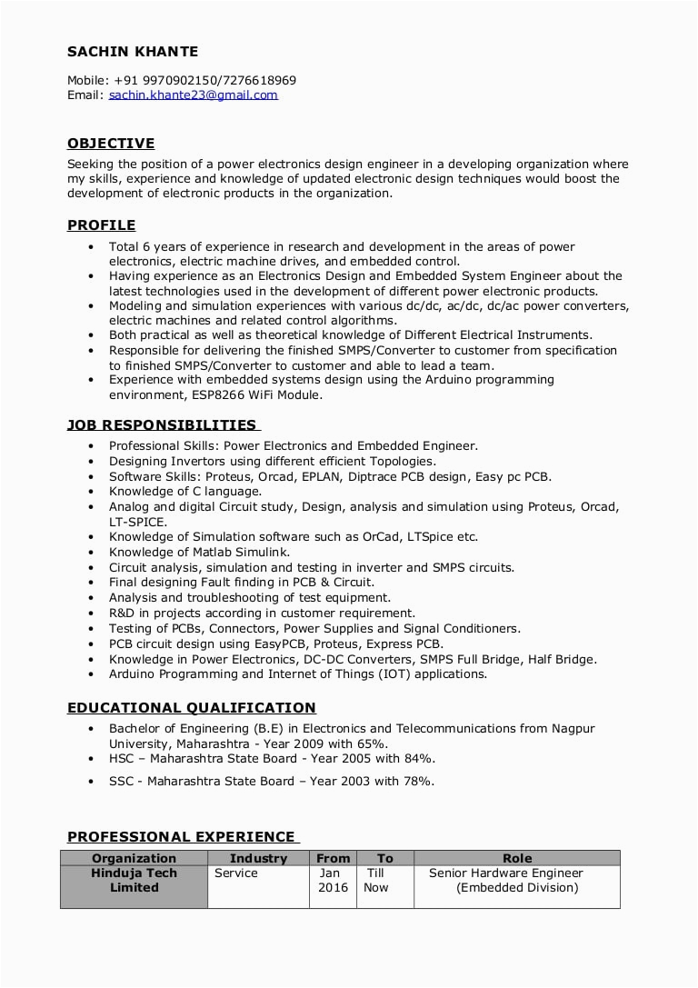 Electronics Hardware Design Engineer Resume Sample Power Electronics Engineer Resume Sachin Khante Electronics Hardware Design Engineer Resume Sample Power Electronics Engineer Resume Sachin Khante