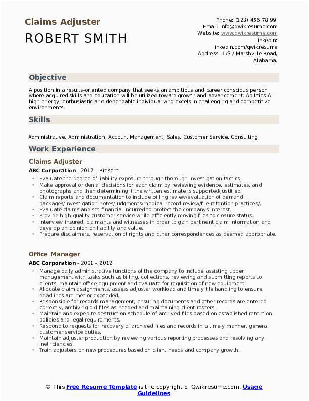 Entry Level Claims Adjuster Resume Samples Claims Adjuster Resume Samples
