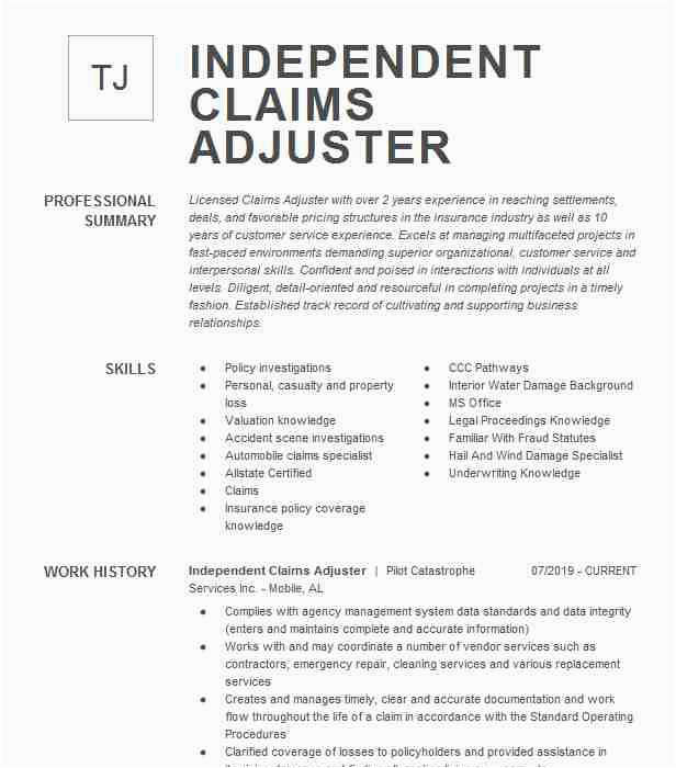 Entry Level Claims Adjuster Resume Samples Entry Level Insurance Claims Adjuster Resume Sample