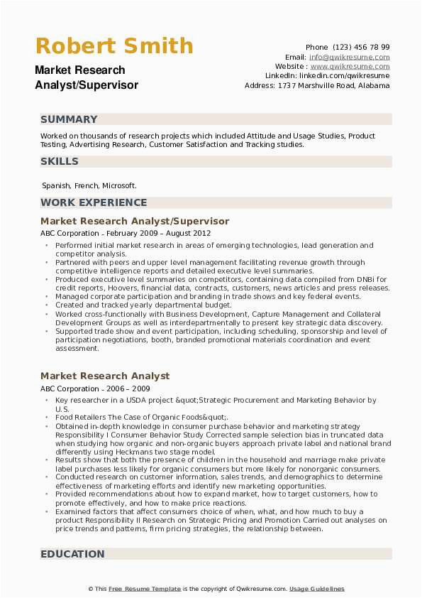 Entry Level Market Research Analyst Resume Sample Market Research Analyst Resume Samples